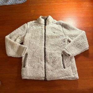 Southern Shirt Women's Sherpa Fleece Zip Up Jacket in Cream Size S